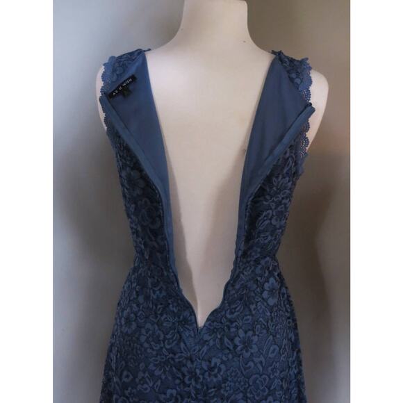 AS U WISH *NWT* Skater Mini Dress Size L Floral Lace Sleeveless Blue Flirty Sexy - Picture 4 of 6